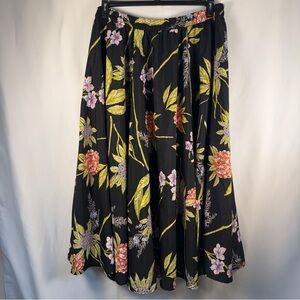 Cato Black Floral A-Line Maxi Skirt, size 18/20